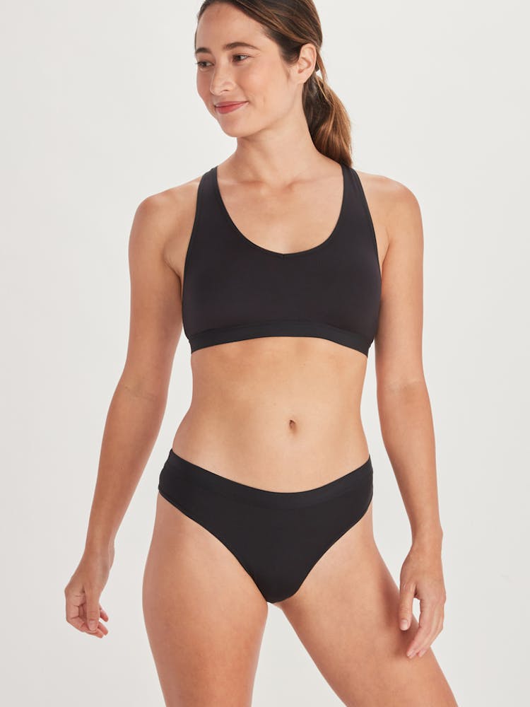 ExOfficio Women's Give-N-Go® 2.0 Sport Mesh Thong In Black. Size: Large