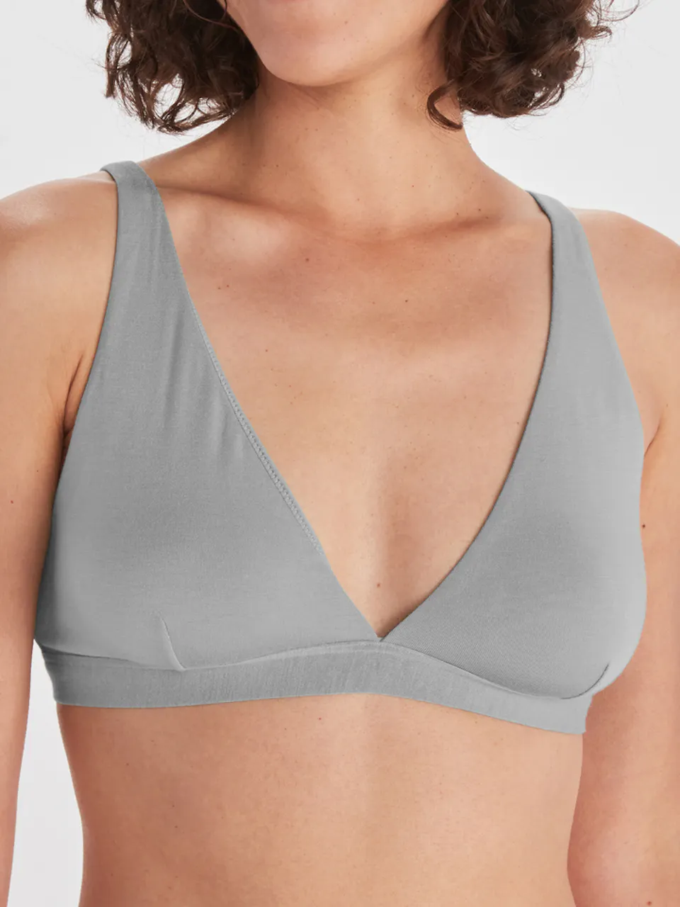 front of women's bralette on model
