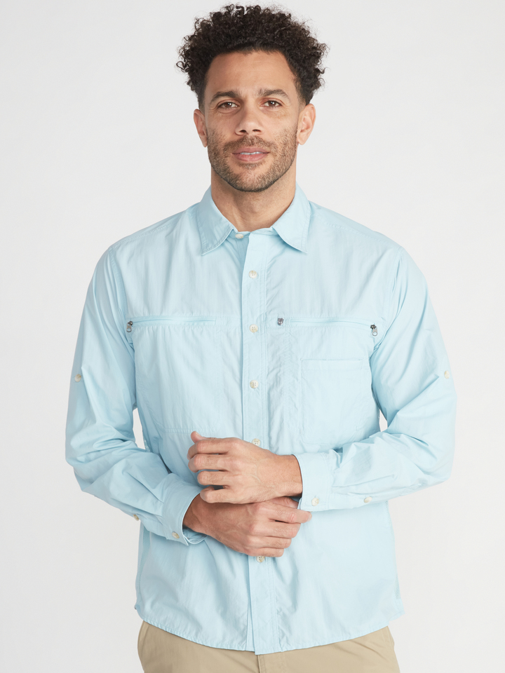 Chemise De Pêche Ex Officio Adventure Wear Bleue – Manches Longues, XXL Homme