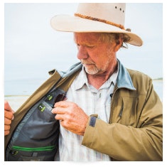 man wearing jacket with inside pockets