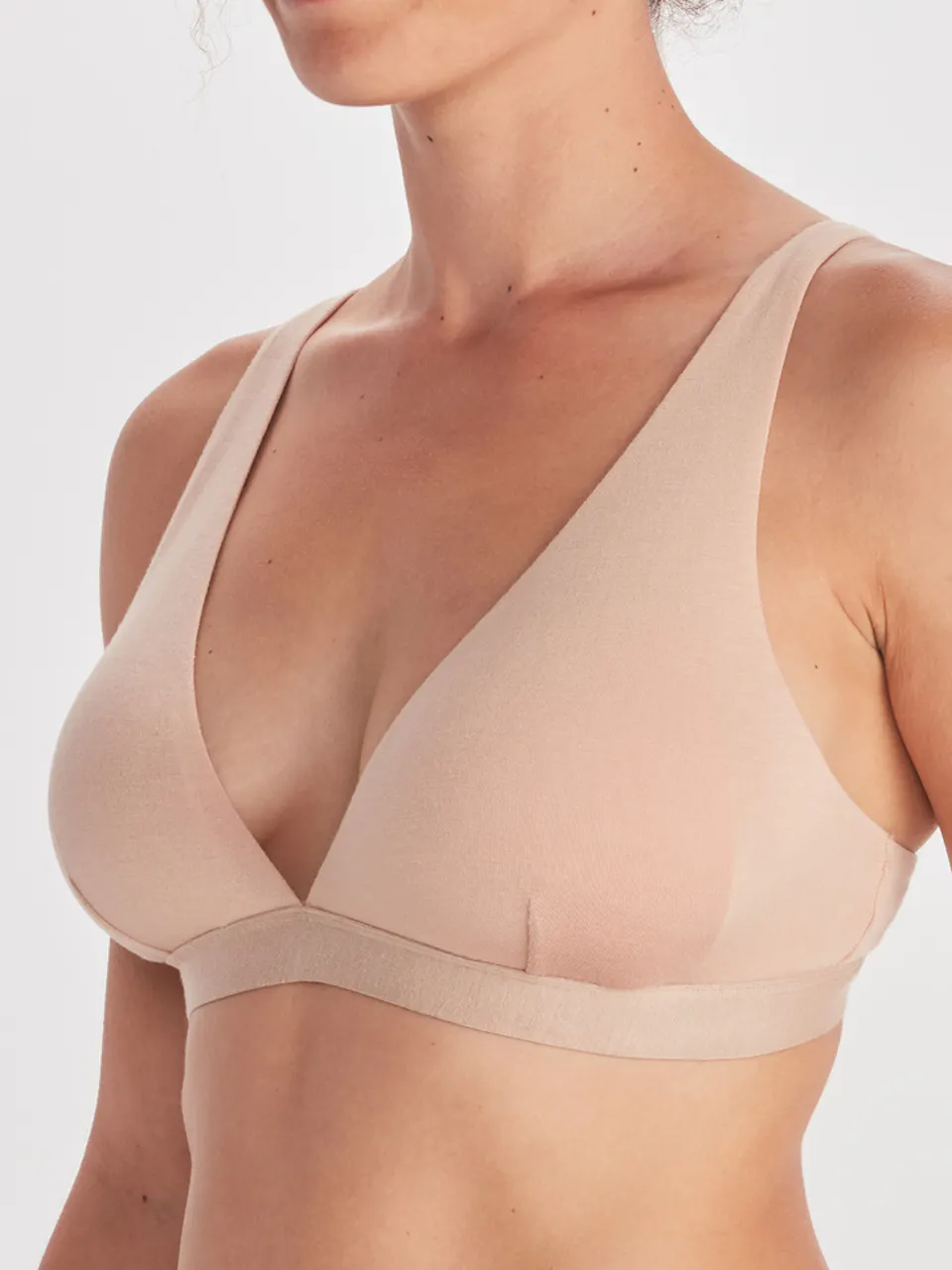 front of women's bra on model
