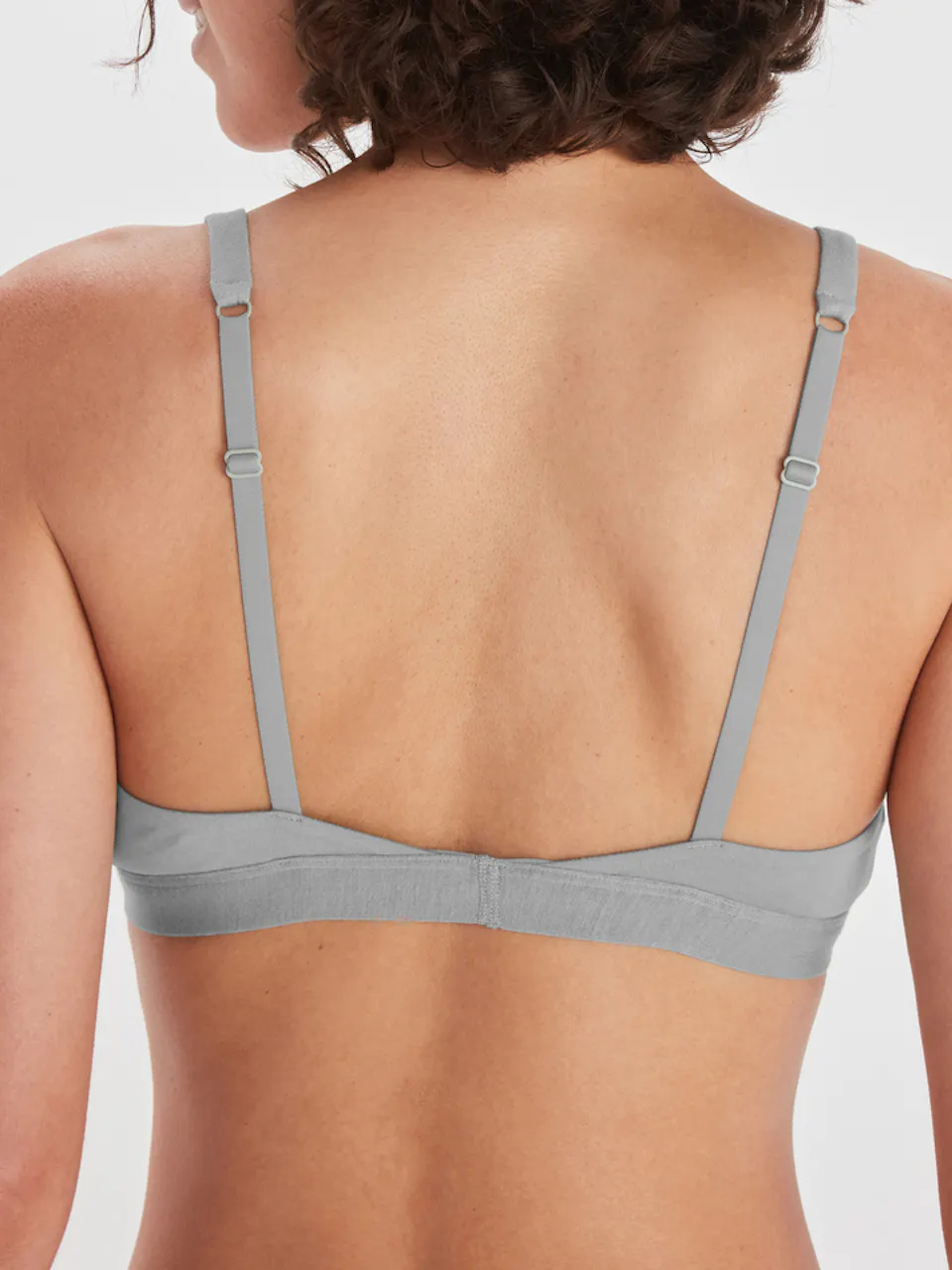 back of women's bralette on model