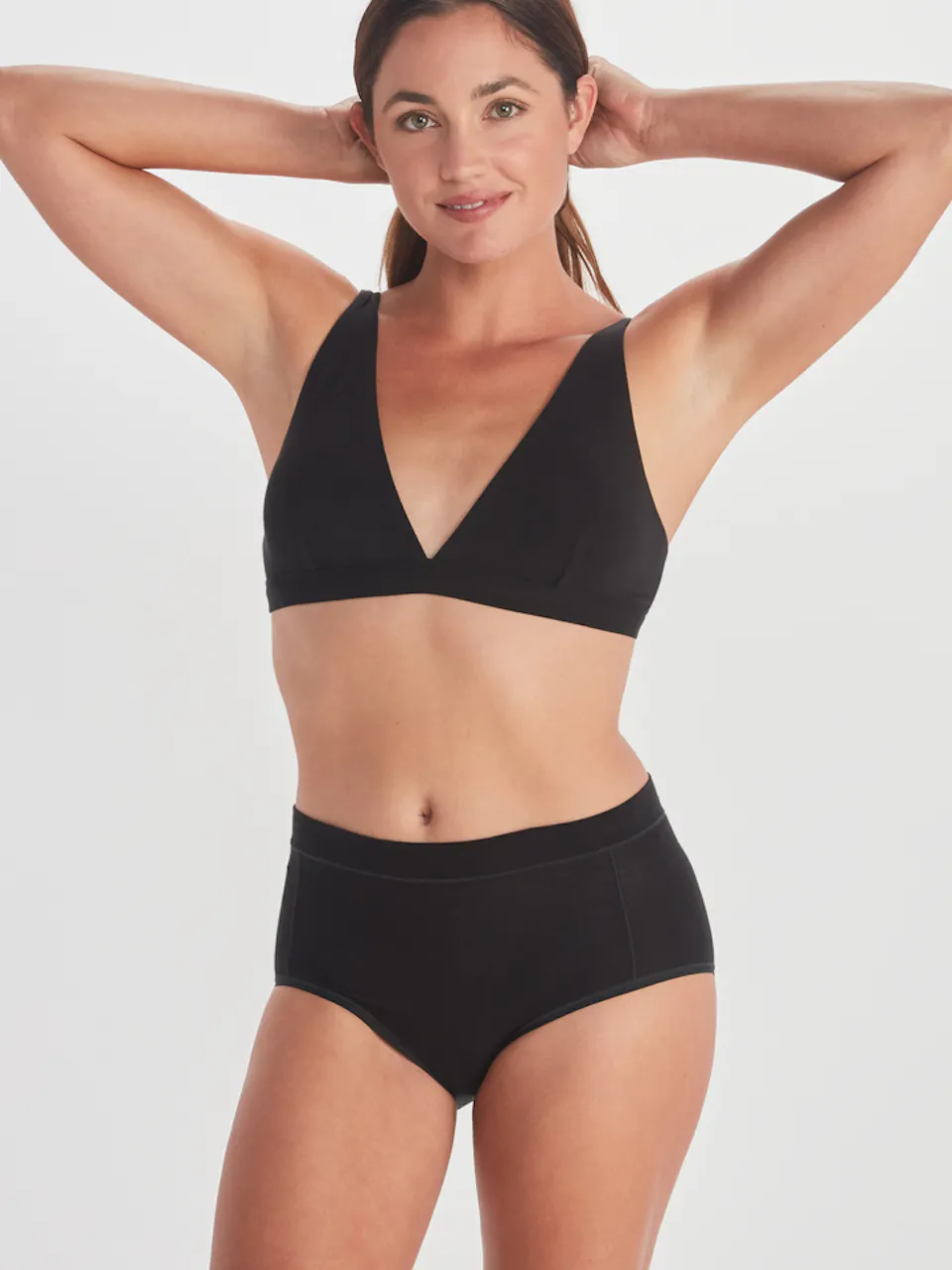 front of women's brief and bra on model